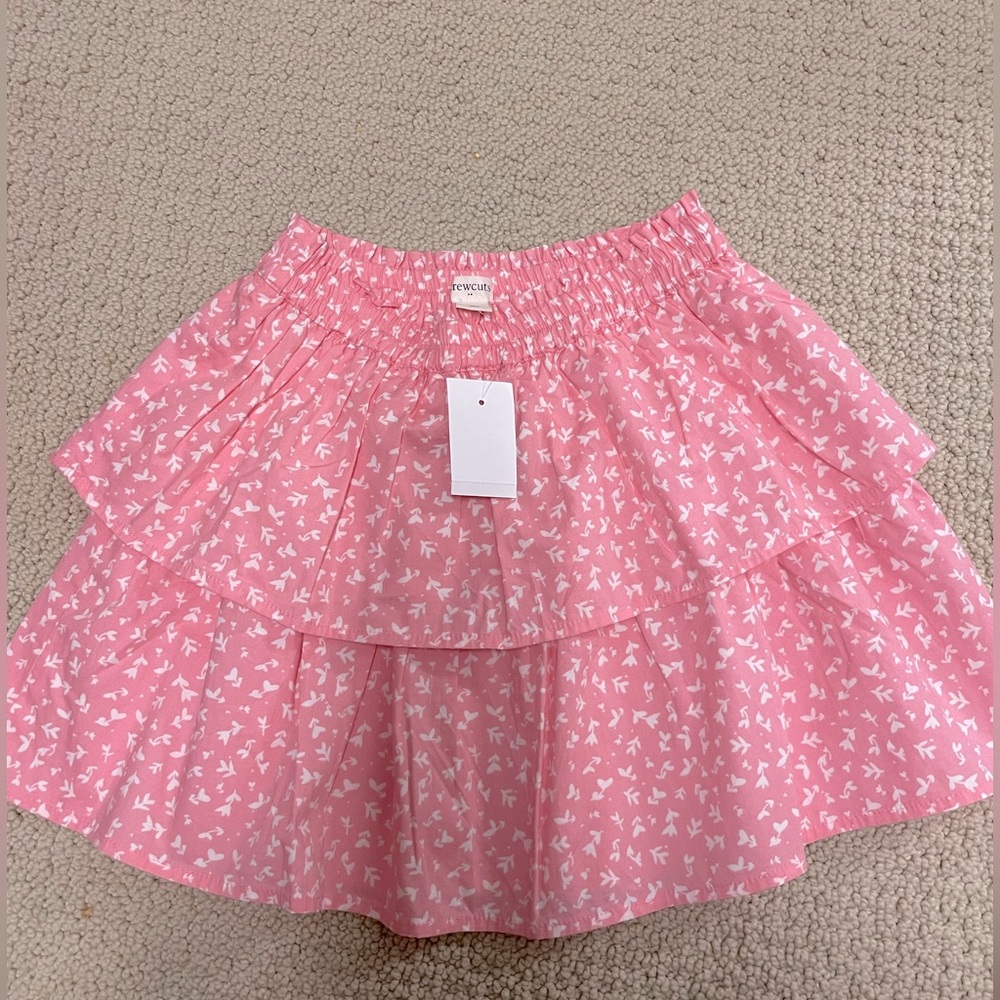Jcrew Crewcuts Pink Printed Tiered Skirt Sz Medium 8-9 NWT
